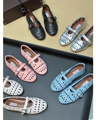 Alaia 스웨이드 스톤 발레리나 플랫 (+3color)