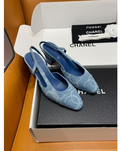 CHANEL cc로고 데님 슬링백