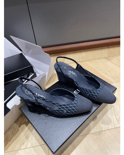 CHANEL cc 로고 데님 슬링백,플랫 2type