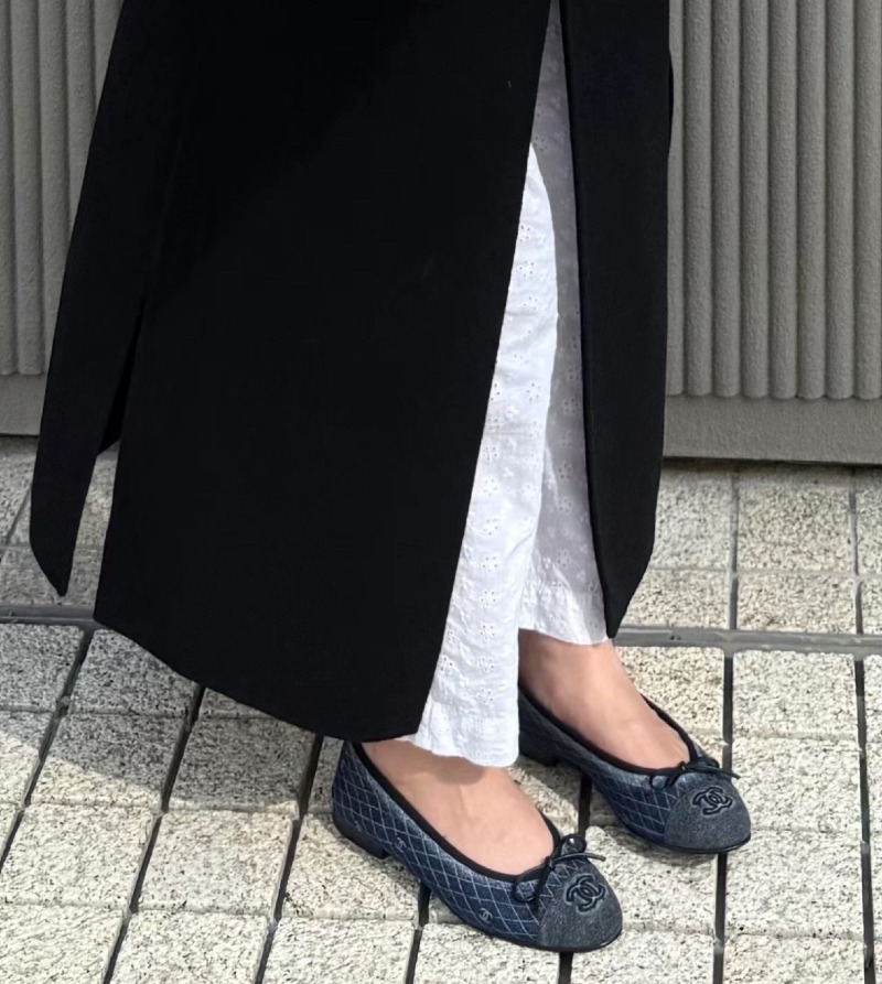 CHANEL cc 로고 데님 플랫