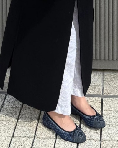 CHANEL cc 로고 데님 플랫