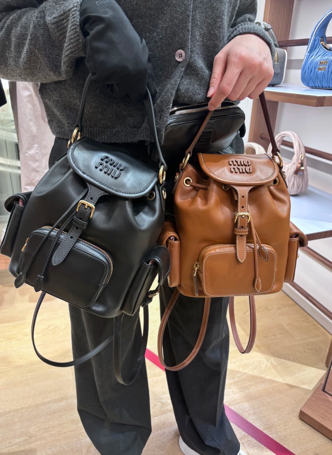 Miumiu leather Backpack 2color