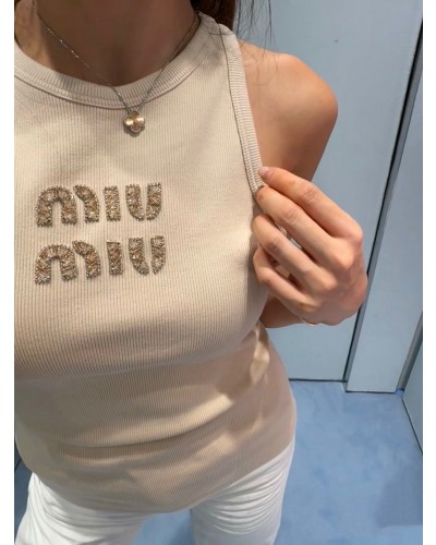 MIUMIU 스팽글 자수 나시