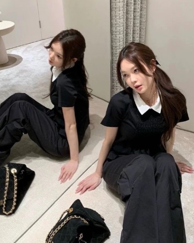 CHANEL 배색 블라우스