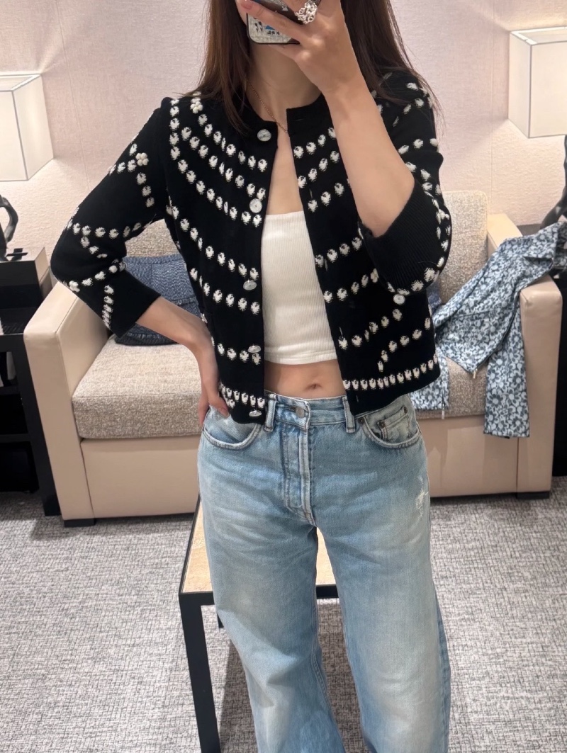 CHANEL cc진주 프린팅 캐시미어 가디건