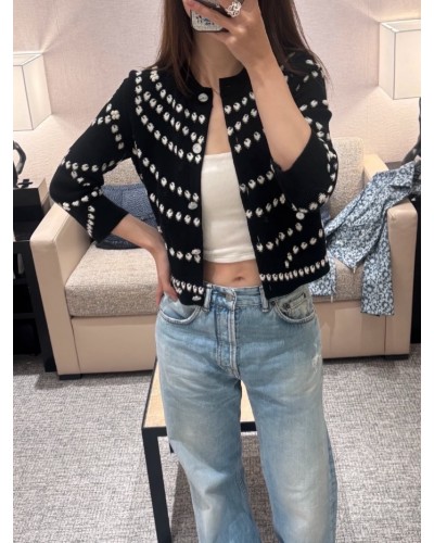 CHANEL cc진주 프린팅 캐시미어 가디건