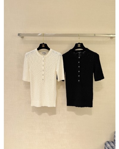 CHANEL CC단추 반팔 니트