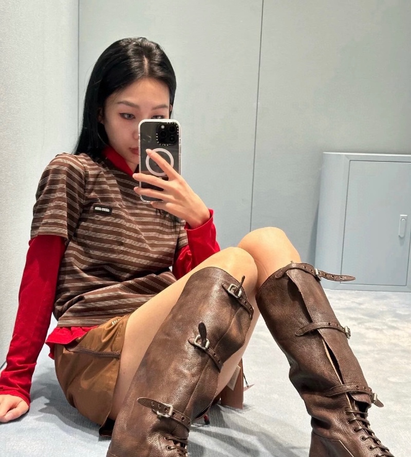 Miumiu 스트라이프 반팔티