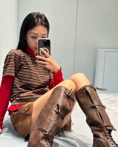 Miumiu 스트라이프 반팔티