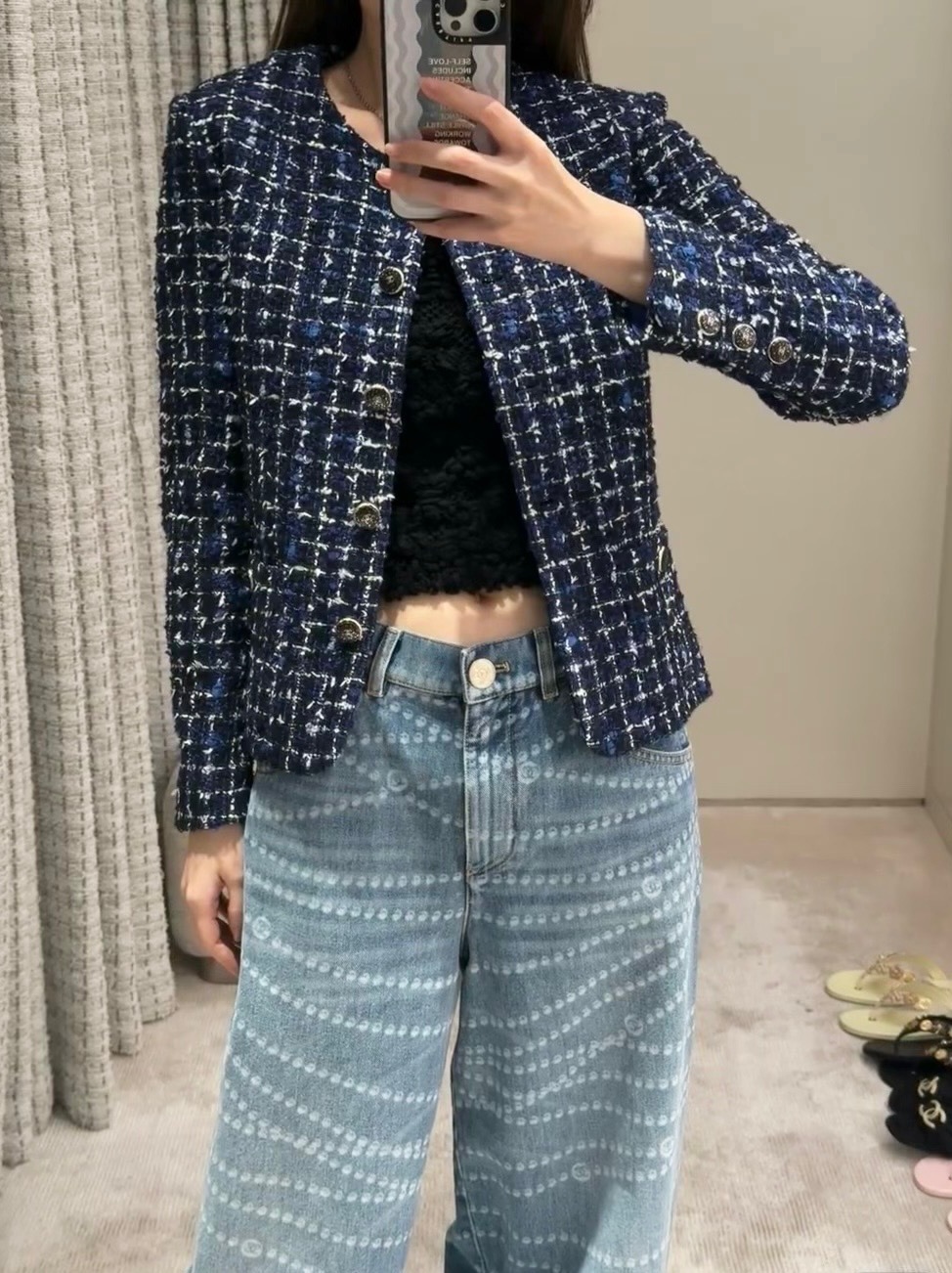 CHANEL 블루 트위드 자켓