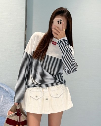 Miumiu 스트라이프 티셔츠