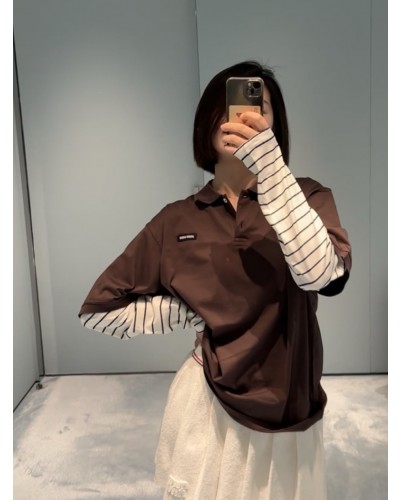 Miumiu 레이어드 PK 티셔츠