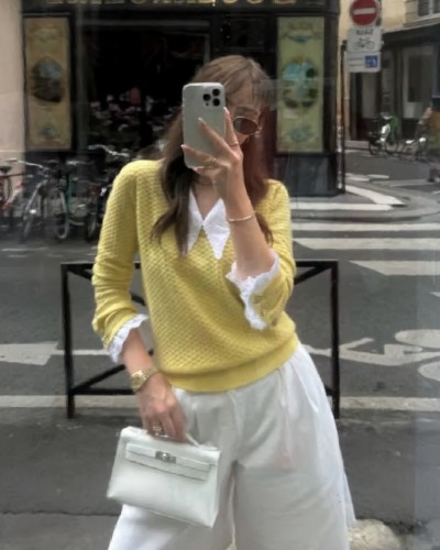 CHANEL 샤넬 브이넥 니트