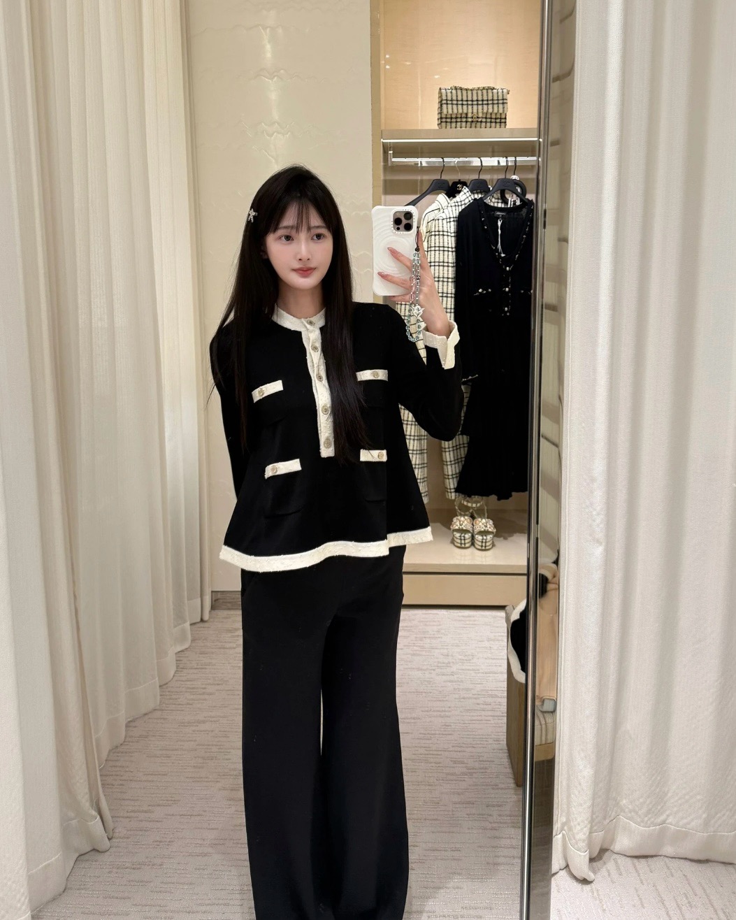 CHANEL 샤넬 배색 니트 &  니트 팬츠