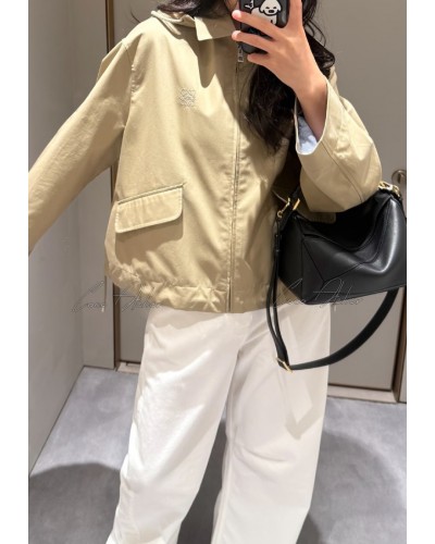 LOEWE 자수 로고 후드 집업 자켓