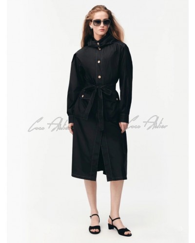 CHANEL 샤넬 후드 롱 바바리 자켓