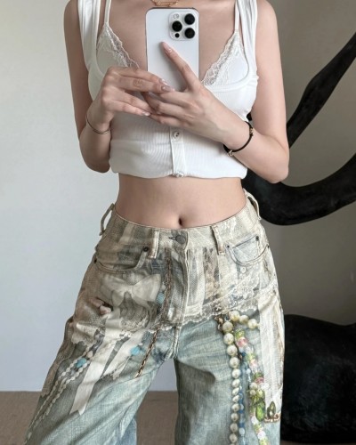 Acne Studios 아크네 3D 프린팅 데님 팬츠