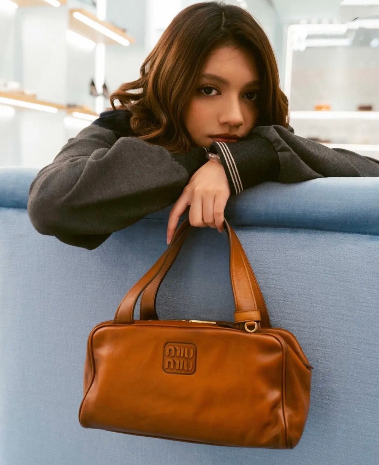 Miumiu 미우미우 가죽 탑 핸들 백