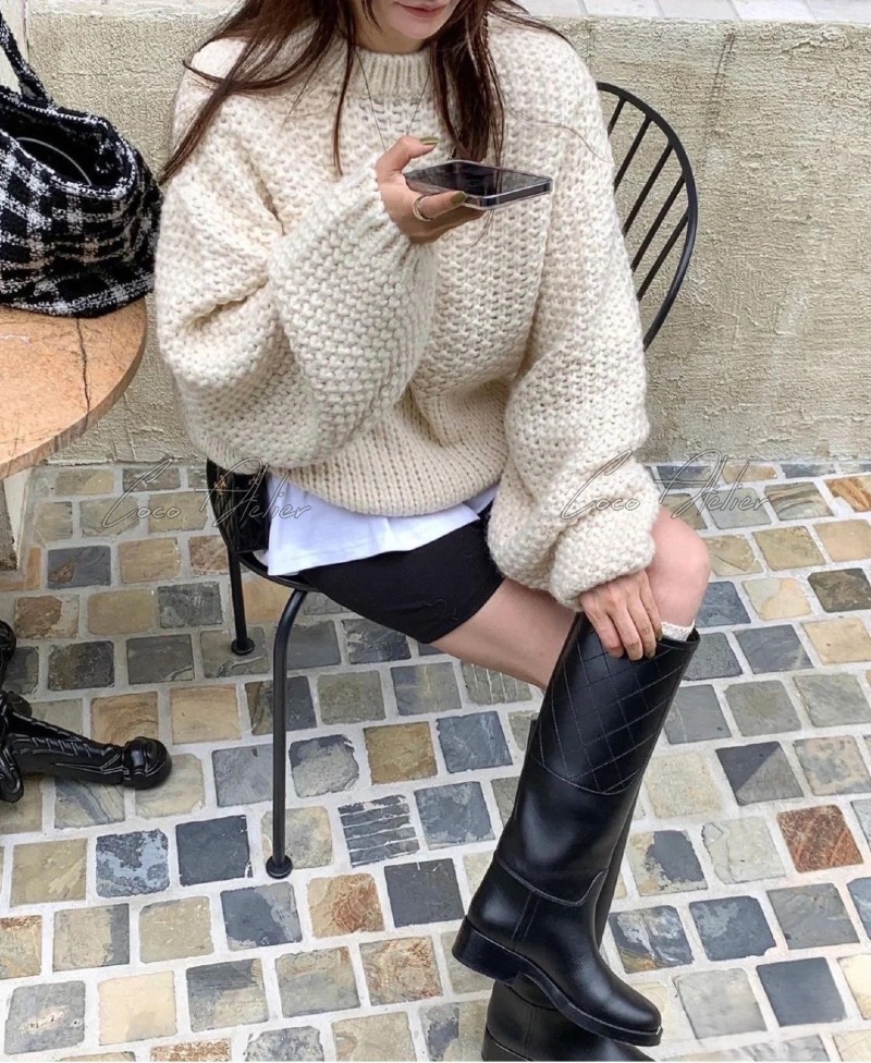 CHANEL 샤넬 cc 로고 롱 부츠