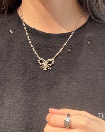 CHANEL 샤넬 체인 리본 목걸이