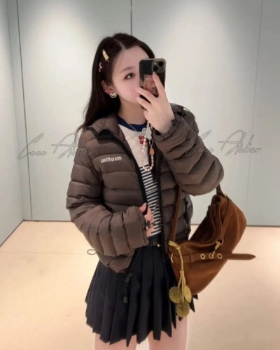 Miumiu 미우미우 로고 후드 경량 패딩