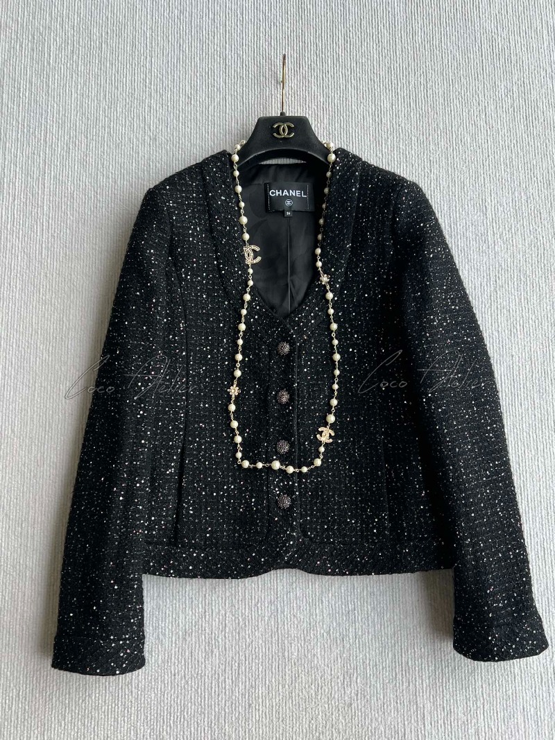 CHANEL 샤넬 브이넥 트위드 자켓