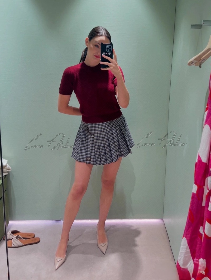 PRADA 프라다 캐시미어 반팔 니트