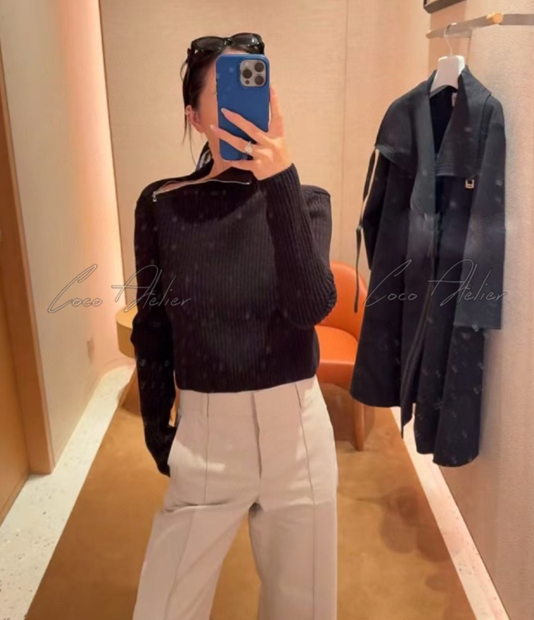 HERMES 에르메스 지퍼 니트