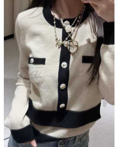 CHANEL 샤넬 배색 가디건