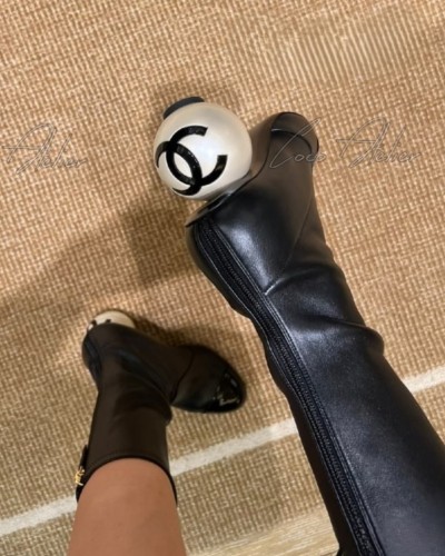 CHANEL 샤넬 cc 진주 앵클 부츠