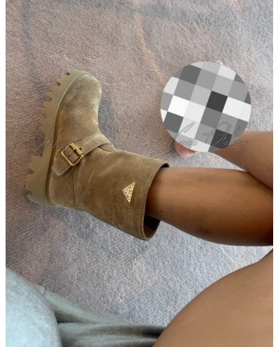 PRADA 프라다 스웨이드 앵클 부츠