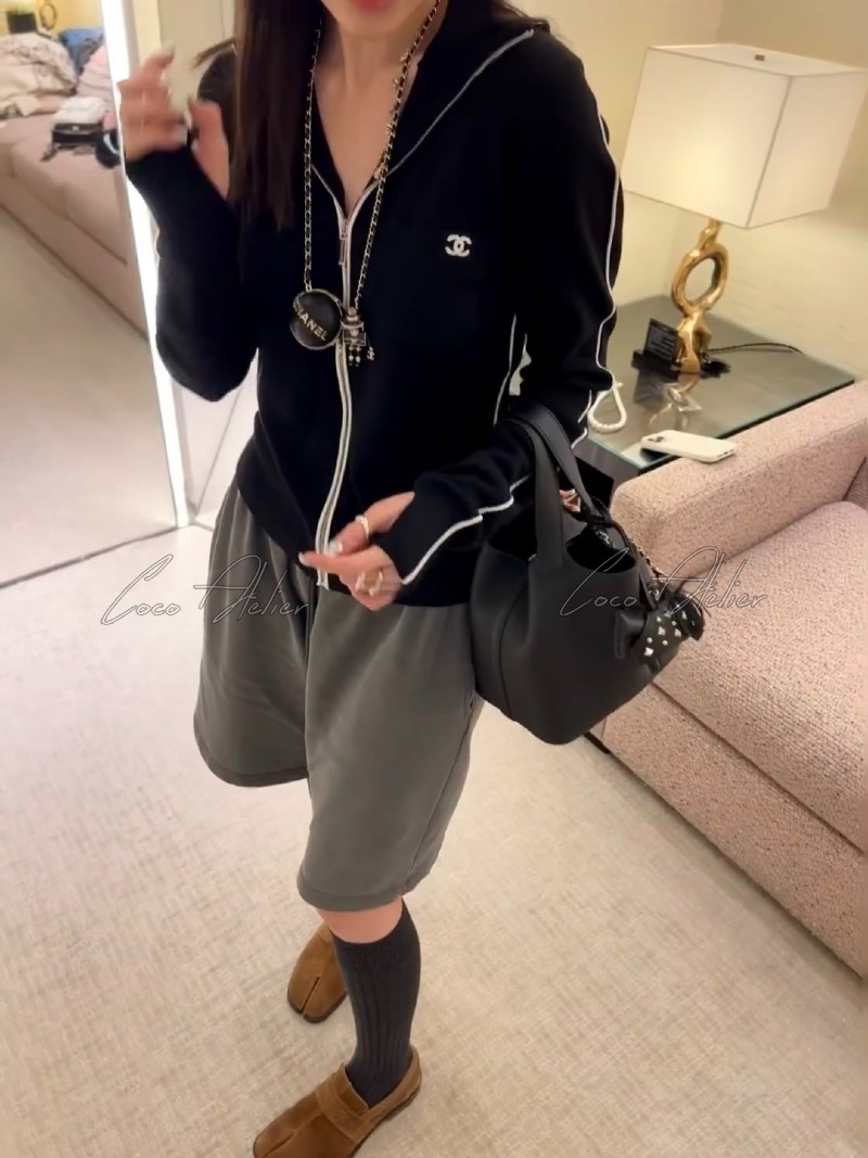 CHANEL 샤넬 캐시미어 후드 집업