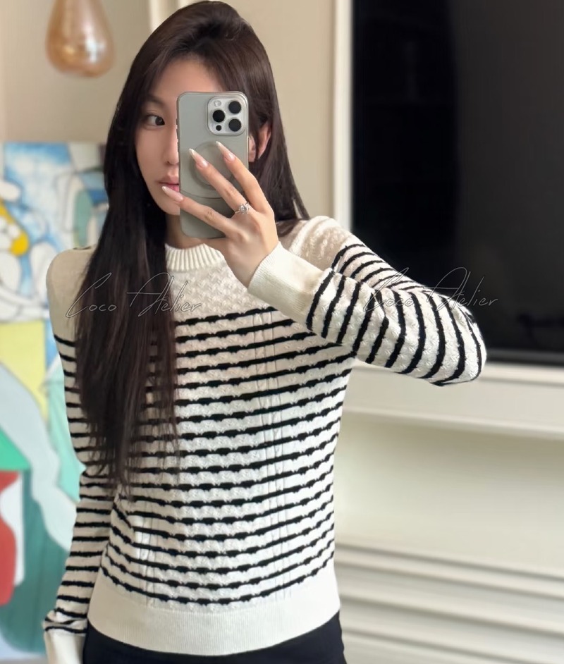 CHANEL 샤넬 스트라이프 니트