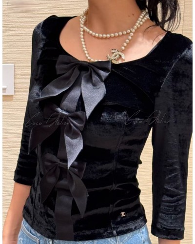 CHANEL 샤넬 리본 벨벳