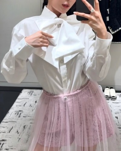 CHANEL 샤넬 리본 블라우스