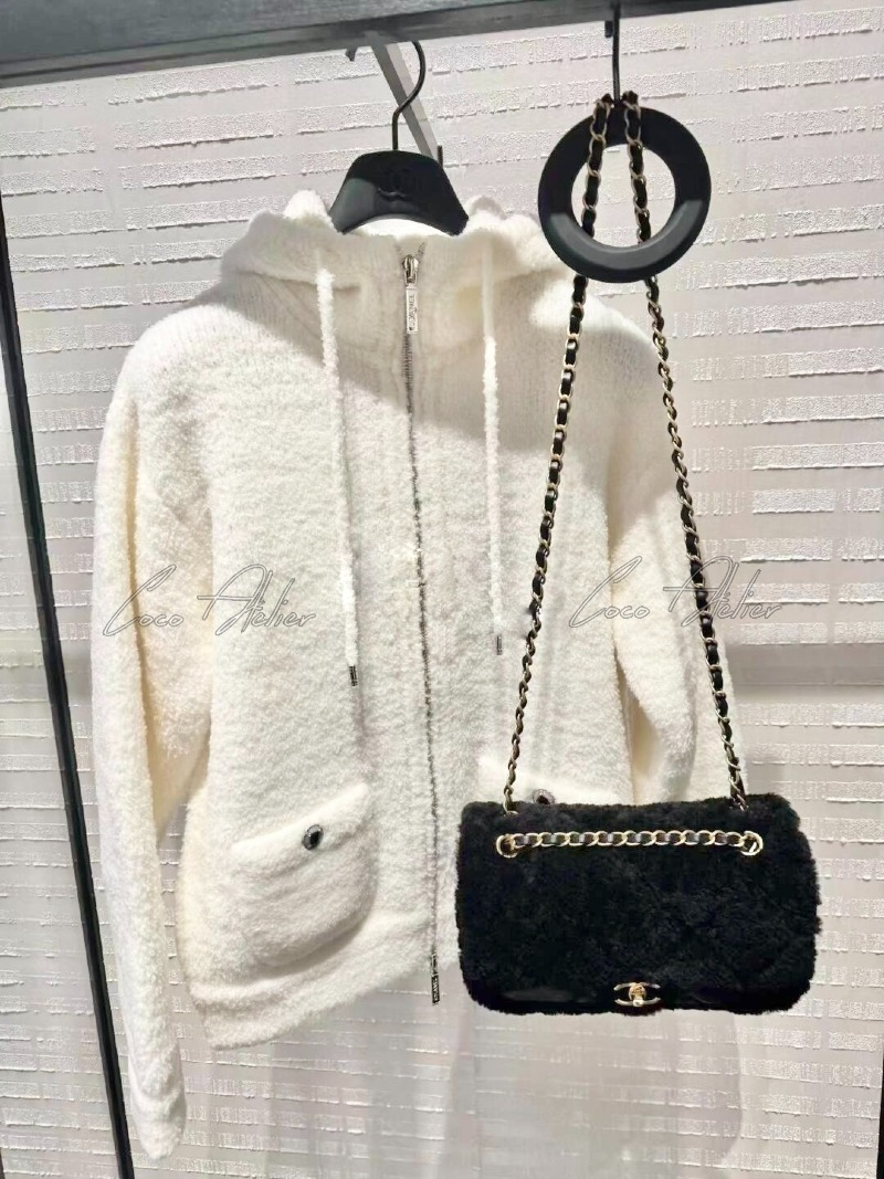 CHANEL 샤넬 니트 후드 집업