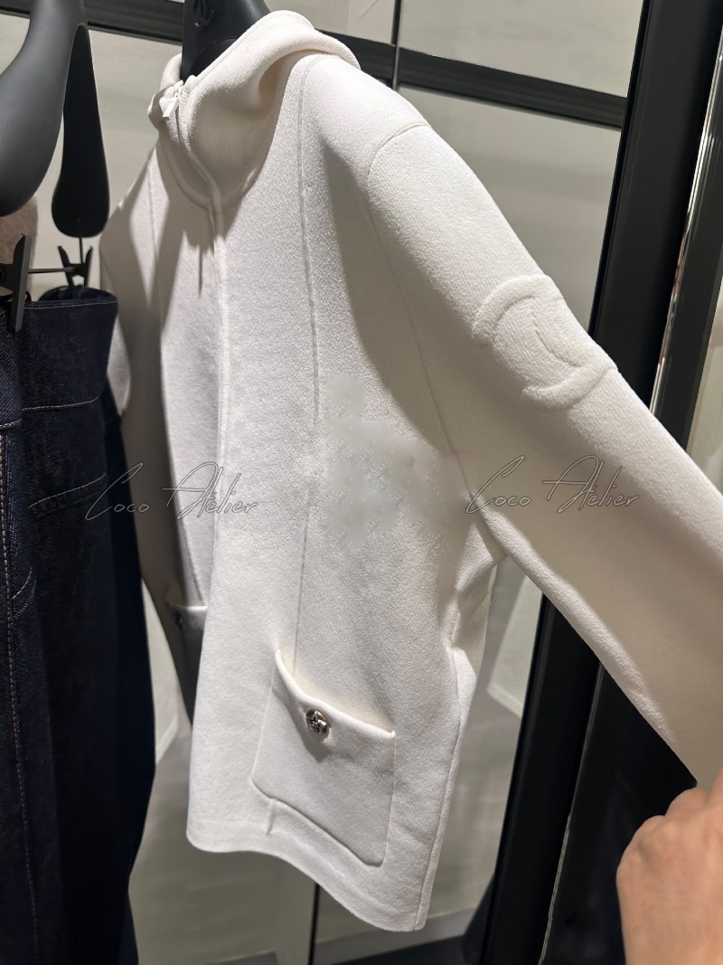 CHANEL 샤넬 니트 후드 집업