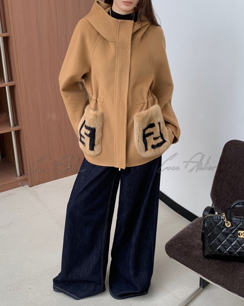 FENDI 펜디 밍크 포켓 코트