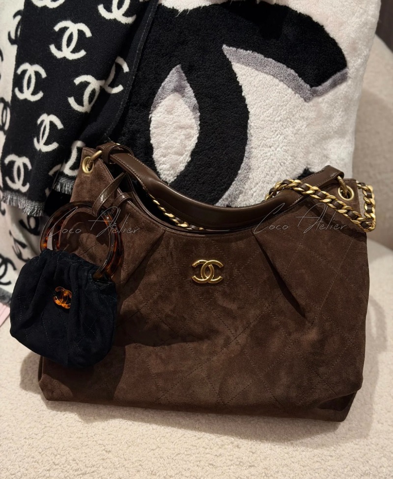 Suede maxi hobo bag