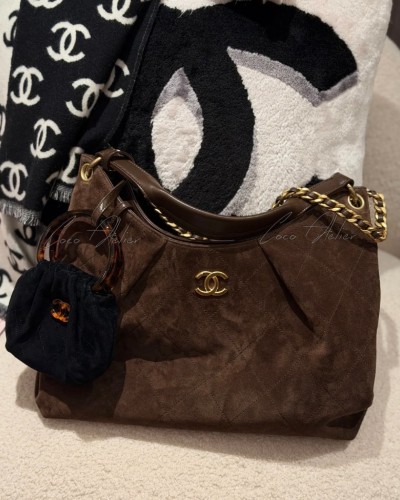 Suede maxi hobo bag
