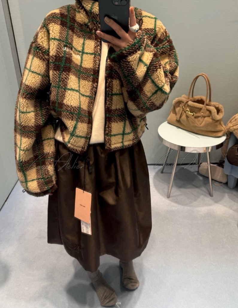 Checkered fleece jacket