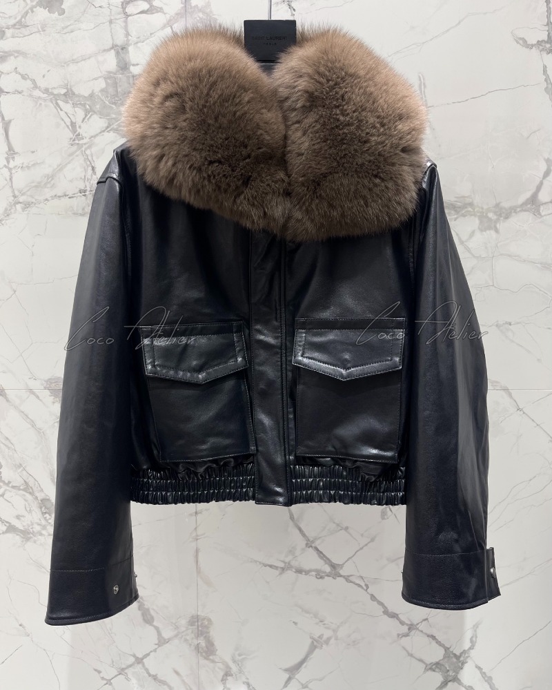 leather fur jacket