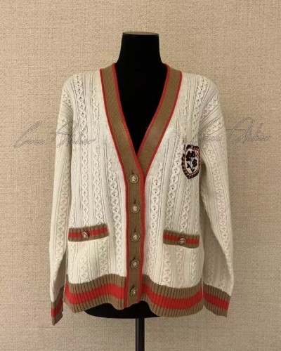 cashmere patch cardigan