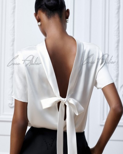 back-slit silk blouse
