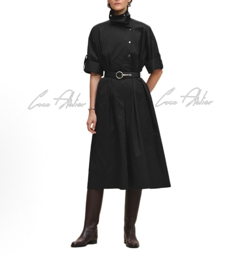 Black Long Belt Dress