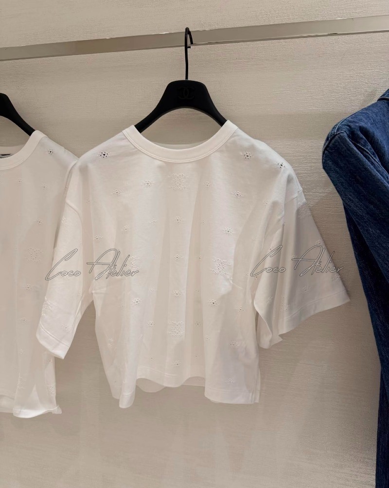 cc embroidered crop t-shirt(+3color)