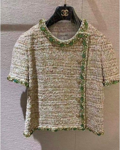 Gold short-sleeved tweed