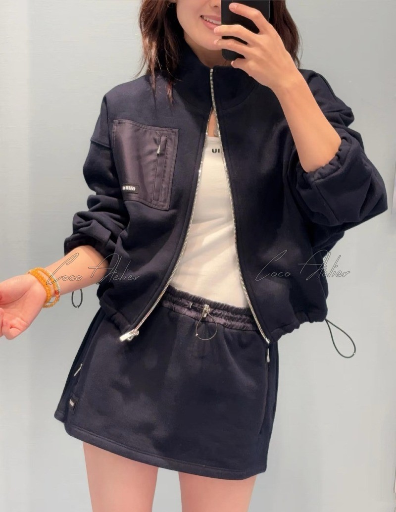 Navy Cotton Jacket & Skirt