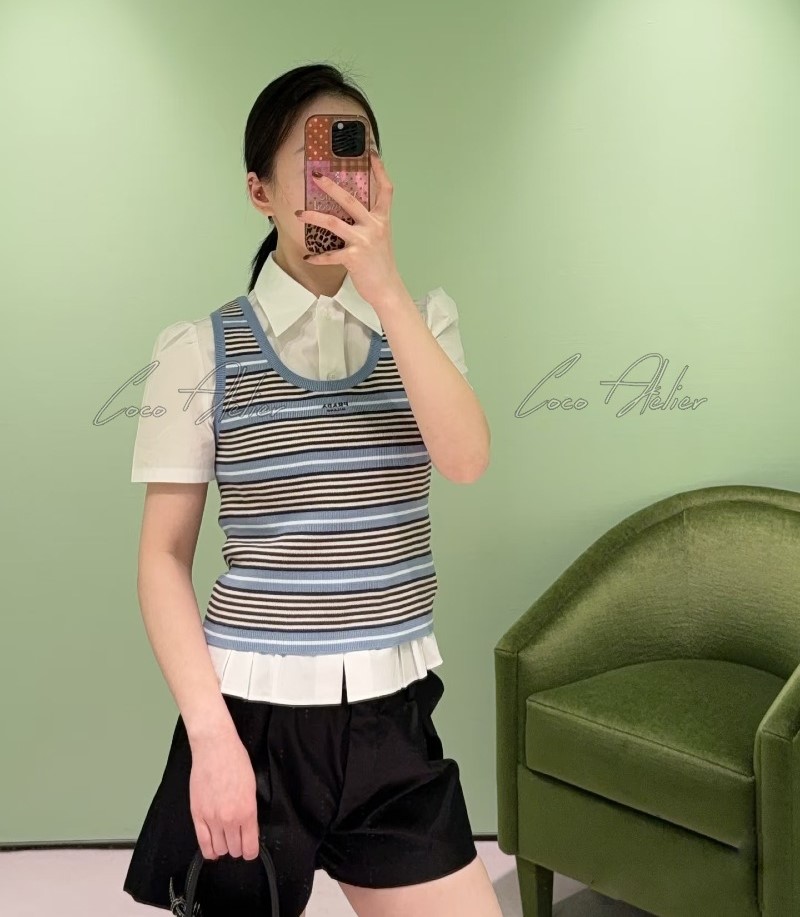 striped knit sleeveless shirt