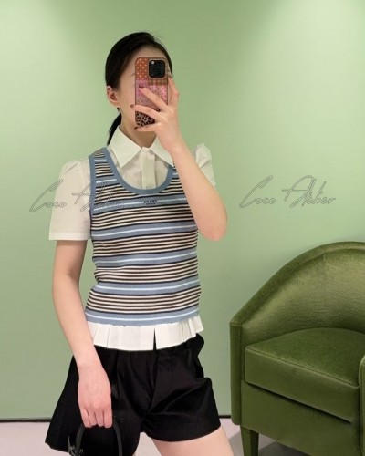 striped knit sleeveless shirt
